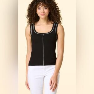 Workshop Republic Clothing Black Tank Top with White Accents